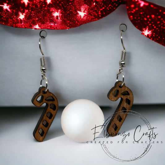 Christmas candy cane fish hook style earrings