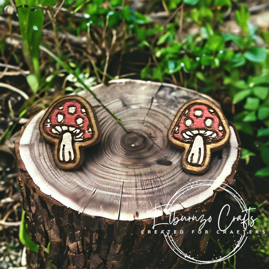 Cute toadstool/mushroom stud earrings- handmade in Scotland
