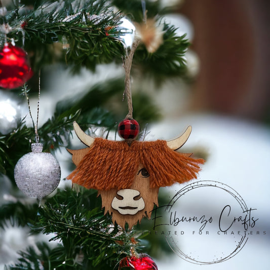 Highland cow Christmas ornament