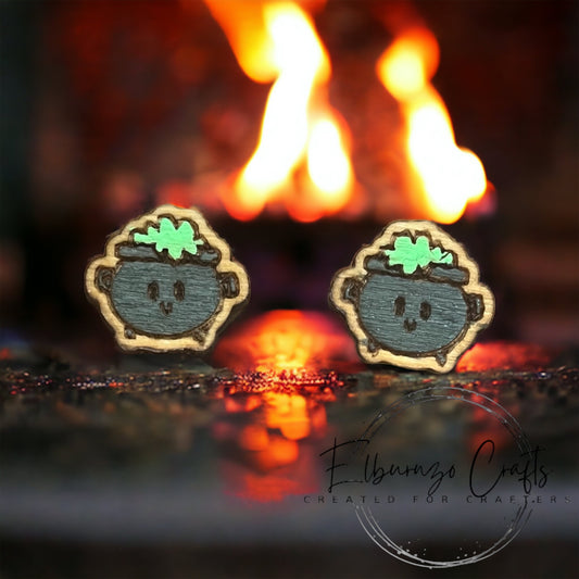 Cute Halloween cauldron stud earrings- handmade in Scotland