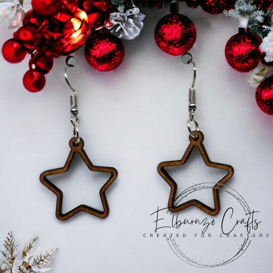 Christmas star outline fish hook style earrings