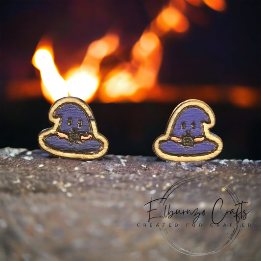 Cute Halloween witches hat stud earrings- handmade in Scotland