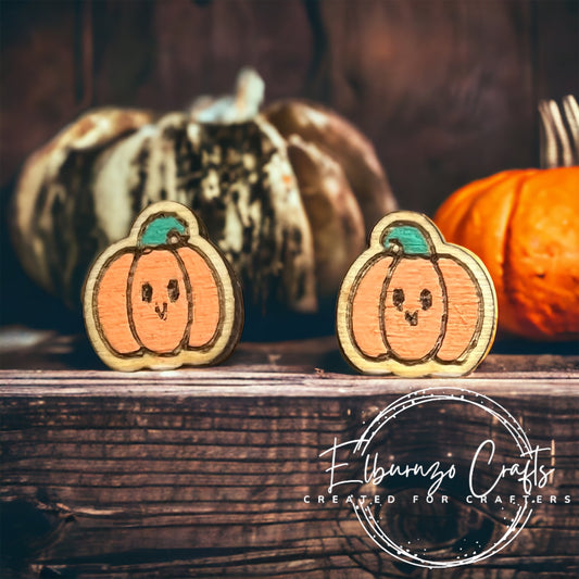Cute Halloween pumpkin stud earrings- handmade in Scotland