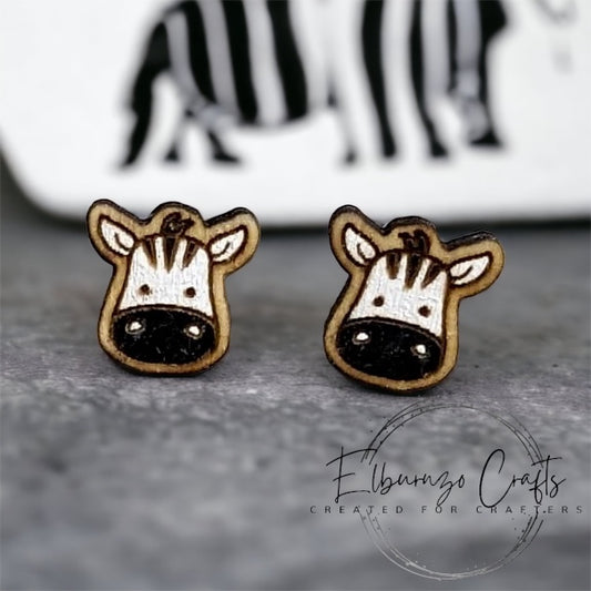 Cute zebra stud earrings- handmade in Scotland