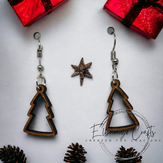 Christmas tree outline fish hook style earrings