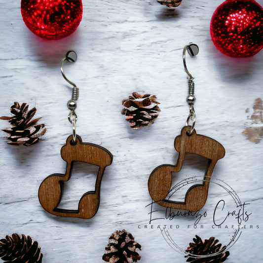 Christmas stocking fish hook style earrings